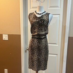 Adrienne Leopard Print Sleeveless Dress